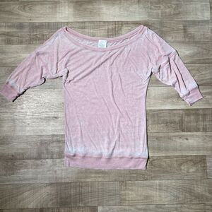 Women’s Exist Faded Pink Burnout 3/4 Sleeve Shirt  size S